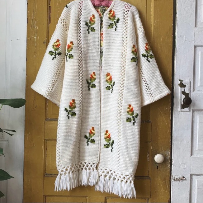 Retro Roses Granny Sweater